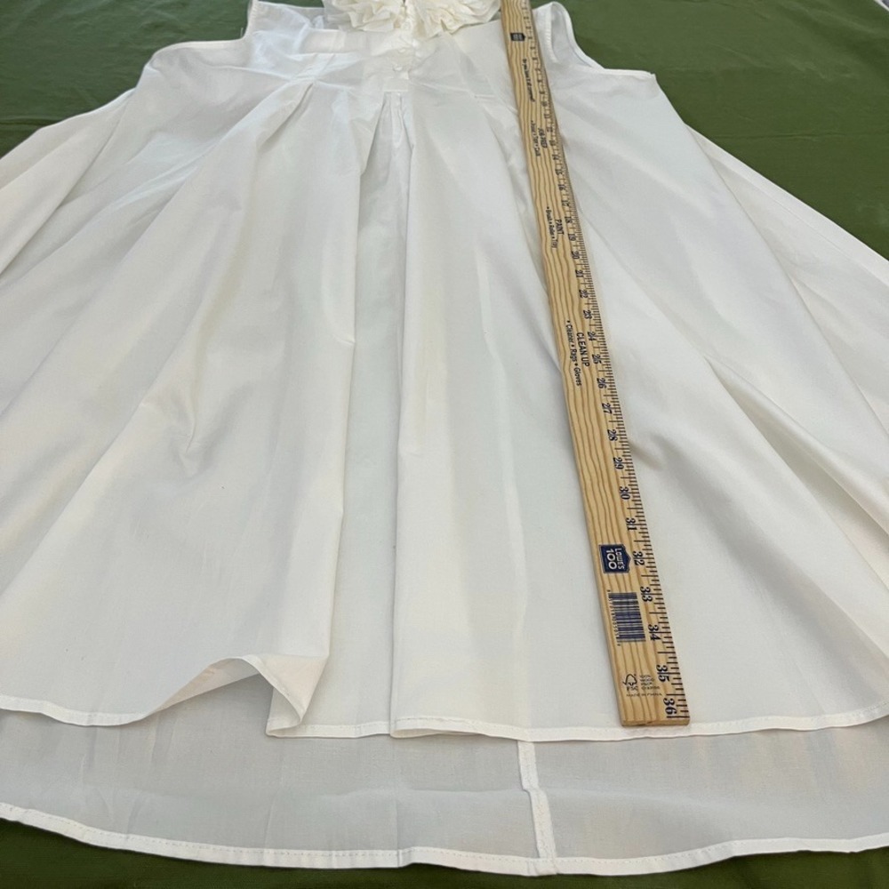 Style White Ruffle Neck Mini Swing Dress Sz M Romantic Bridal Shower - Picture 4 of 9